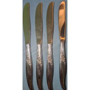 Oneida craft Deluxe ROSE 4 pc lot Dinner Knives Stainless Free Shipping